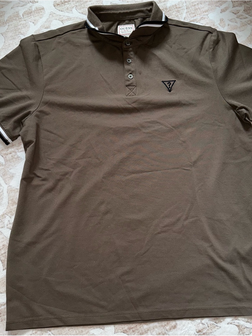 Guess Olive Green Polo With Contrast Trim
